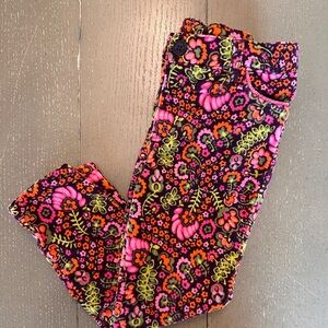 Adorable Toddler Girl Pink Purple Paisley Floral Corduroy Skinny Pants • Size 4T
